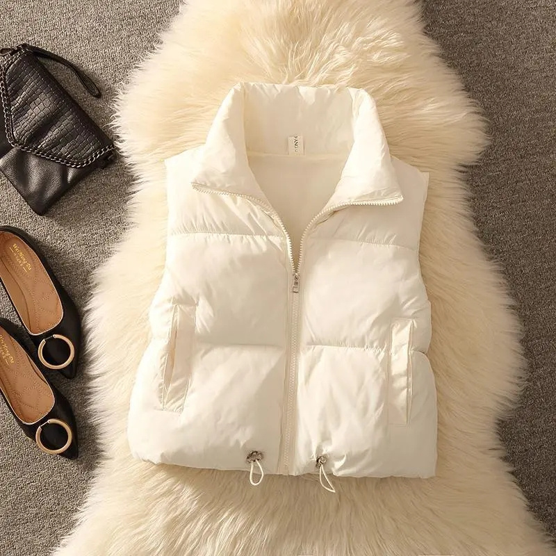 Puffer Vest Padded - Damska wyściełana kamizelka puchowa bez rękawów