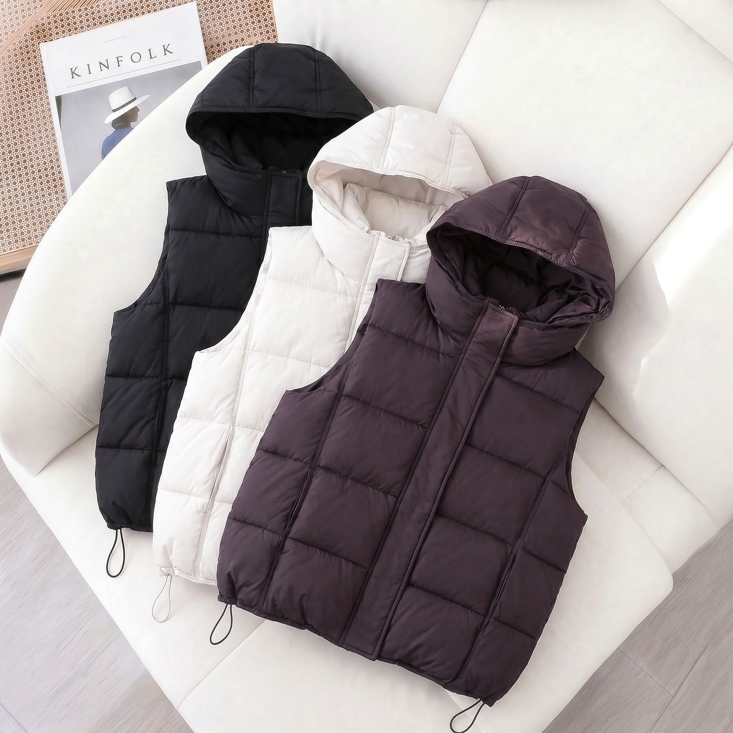 Puffer Vest Padded - Modna kamizelka bez rękawów damska, ocieplana