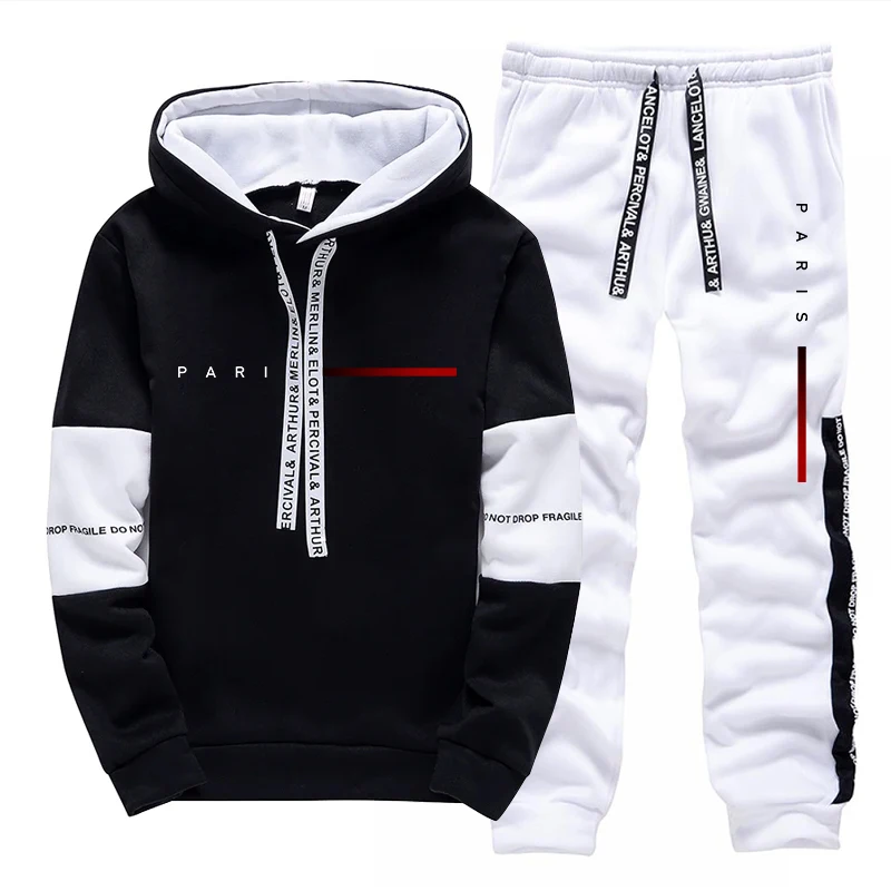 Street Fashion Hoodie - Męski zestaw streetwearowy Paris Fashion: bluza