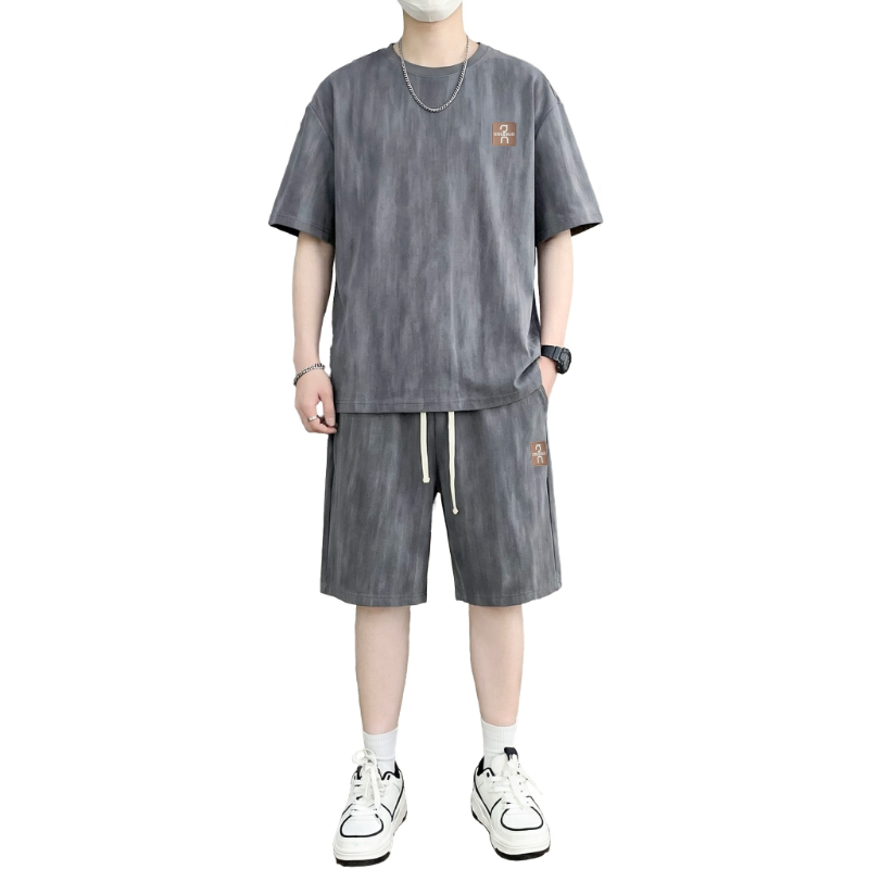 Street Fashion Casual - 【Zestaw: T-shirt + spodenki 5-kieszeniowe】Męski zestaw