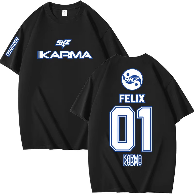 Street Fashion Kpop - Popularna koszulka Kpop KARMA z krótkim