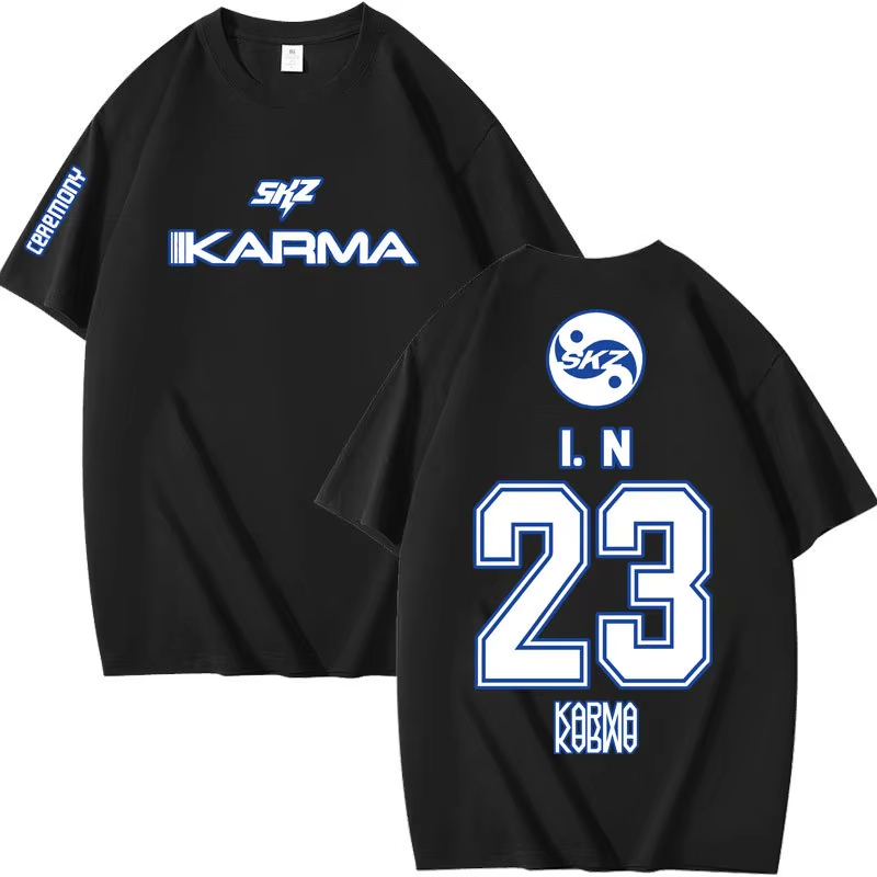 Popularna koszulka Kpop KARMA  – Street Fashion Kpop recenzja i cena